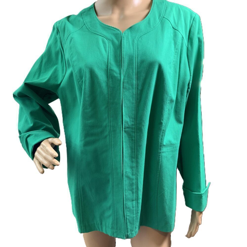 NWT Chico's Green Open Front Long Sleeves Jacket Size 3  Casual‎ Preppy Academia